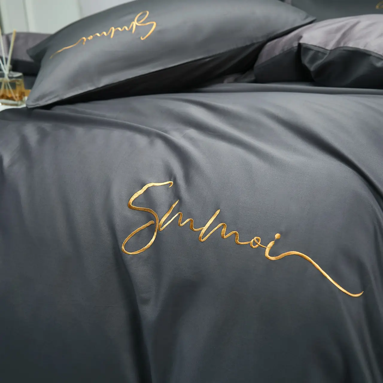 Постільна білизна євро Vie nouvelle Embroidery сатин 200х220 E014