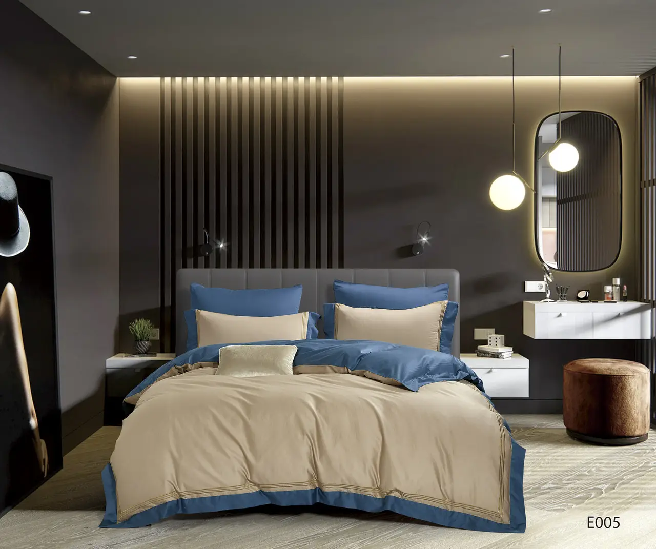 Постільна білизна євро Vie nouvelle Embroidery сатин 200х220 E005