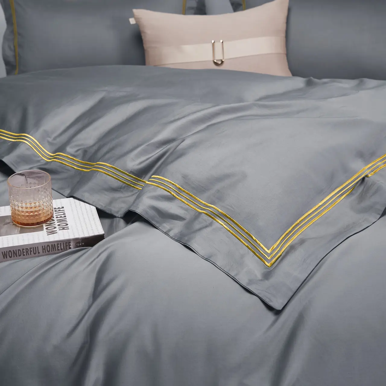 Постільна білизна євро Vie nouvelle Embroidery сатин 200х220 E008