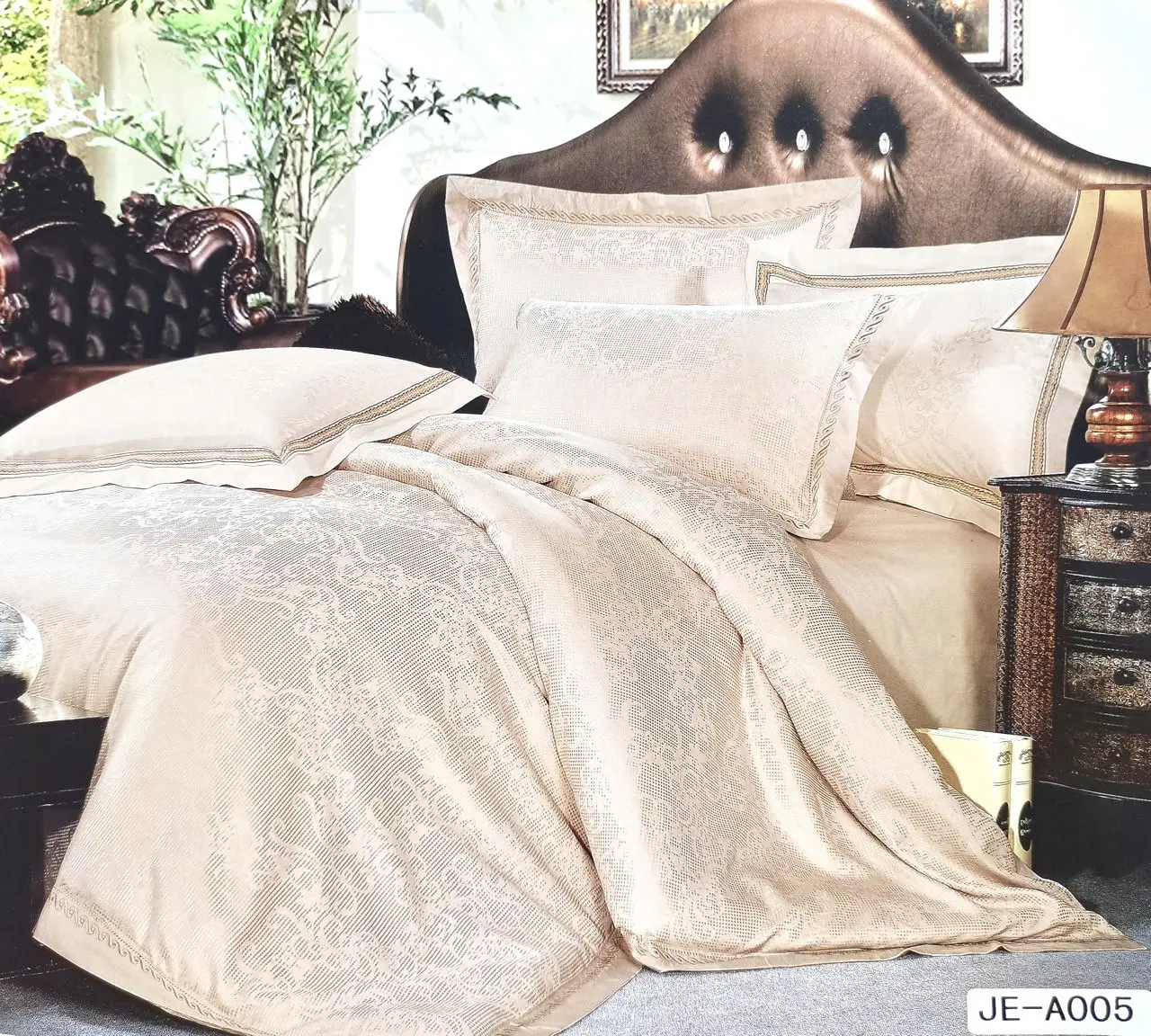 Постільна білизна Vie Nouvelle жаккард із шовковою вишивкою євро 200х220 JE-A005