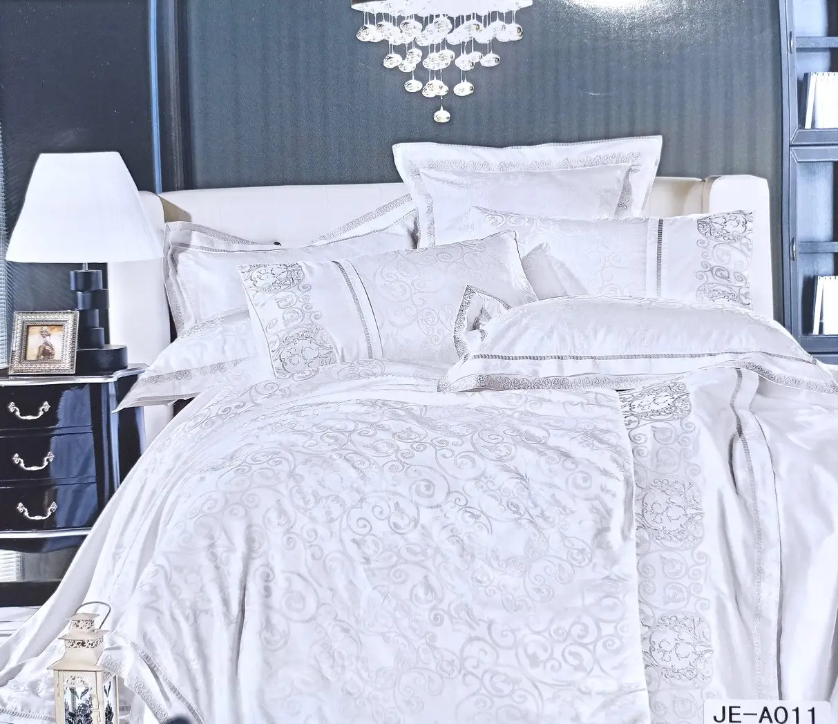 Постільна білизна Vie Nouvelle жаккард із шовковою вишивкою євро 200х220 JE-A011