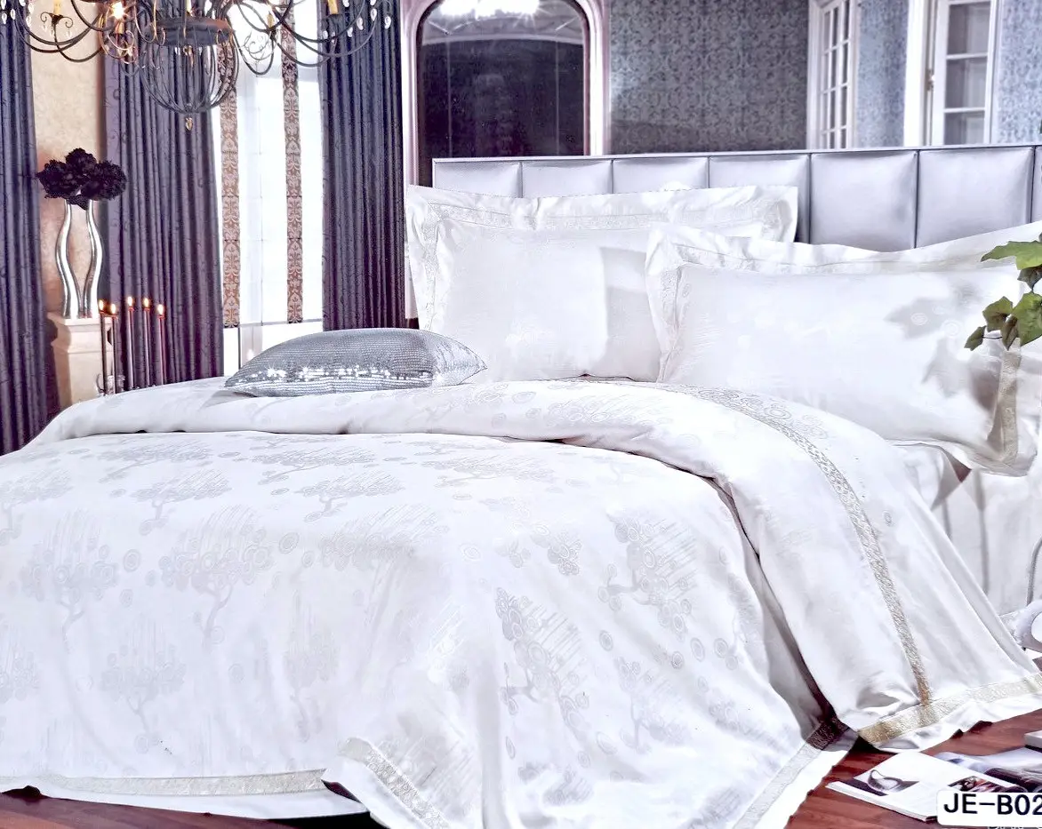 Постільна білизна Vie Nouvelle жаккард із шовковою вишивкою євро 200х220 JE-B02