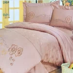 Постільна білизна Ailin жаккард з вишивкою євро 200x220 JE-21E Рожевий