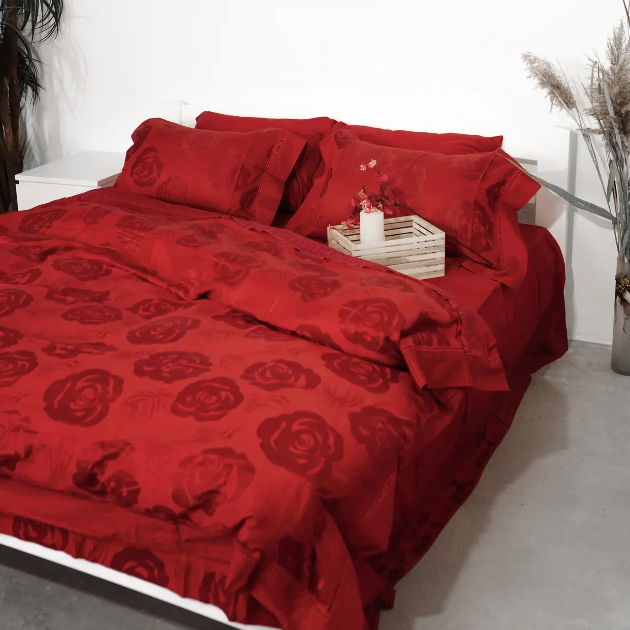 Постільна білизна Євро жаккард з вишивкою Ailin 200×220 JE-89E