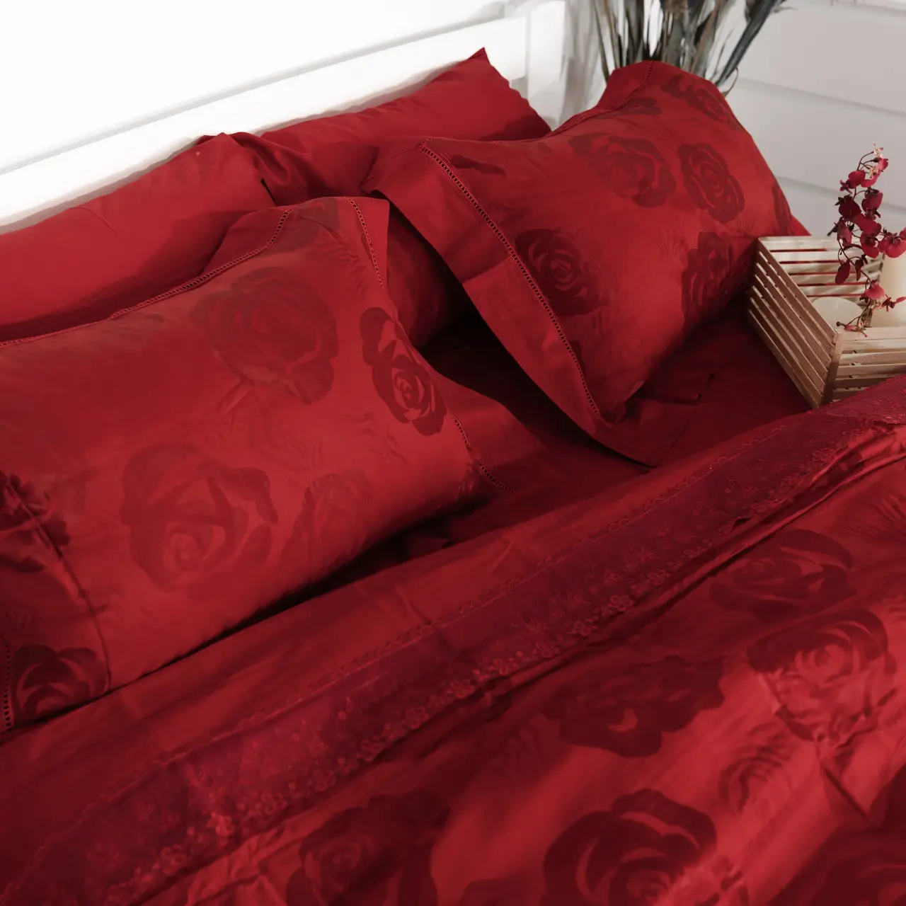 Постільна білизна Євро жаккард з вишивкою Ailin 200×220 JE-89E