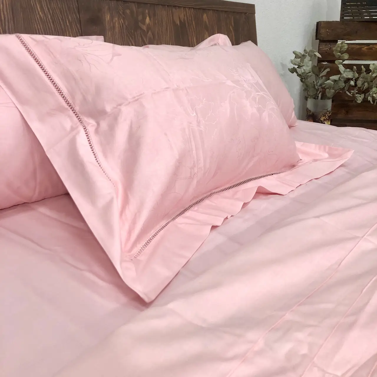 Постільна білизна Ailin жаккард з вишивкою євро 200×220 JE-99E