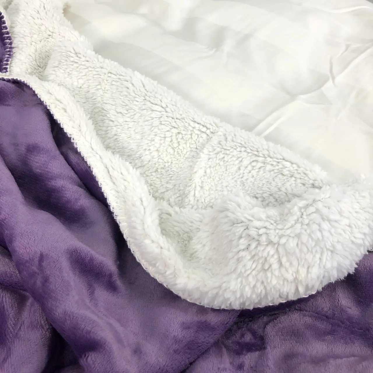 Плед покривало з овчинкою Vie Nouvelle 215×235 фіолетовий