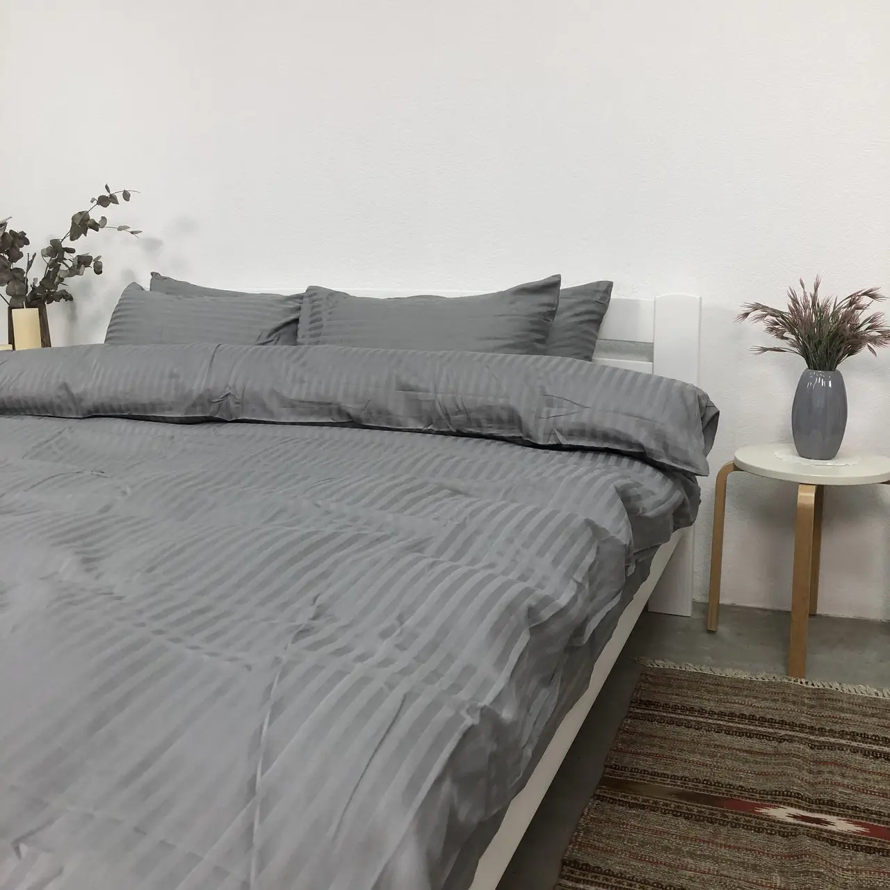 Постільна білизна Woodbury’s страйп-сатин Grey 1