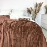 Плед покривало з овчинкою Vie Nouvelle 215x235 коричневий