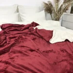 Плед покривало з овчинкою Vie Nouvelle 215x235 червоне