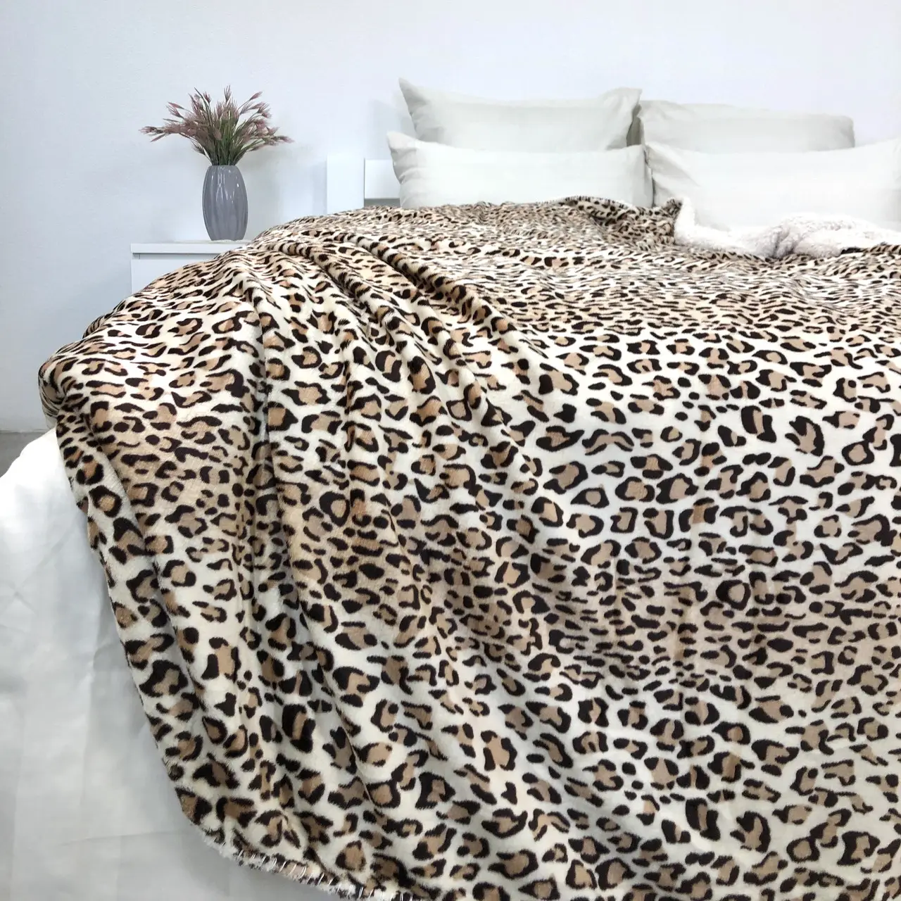 Плед покривало з овчинкою Vie Nouvelle 215×235 леопард