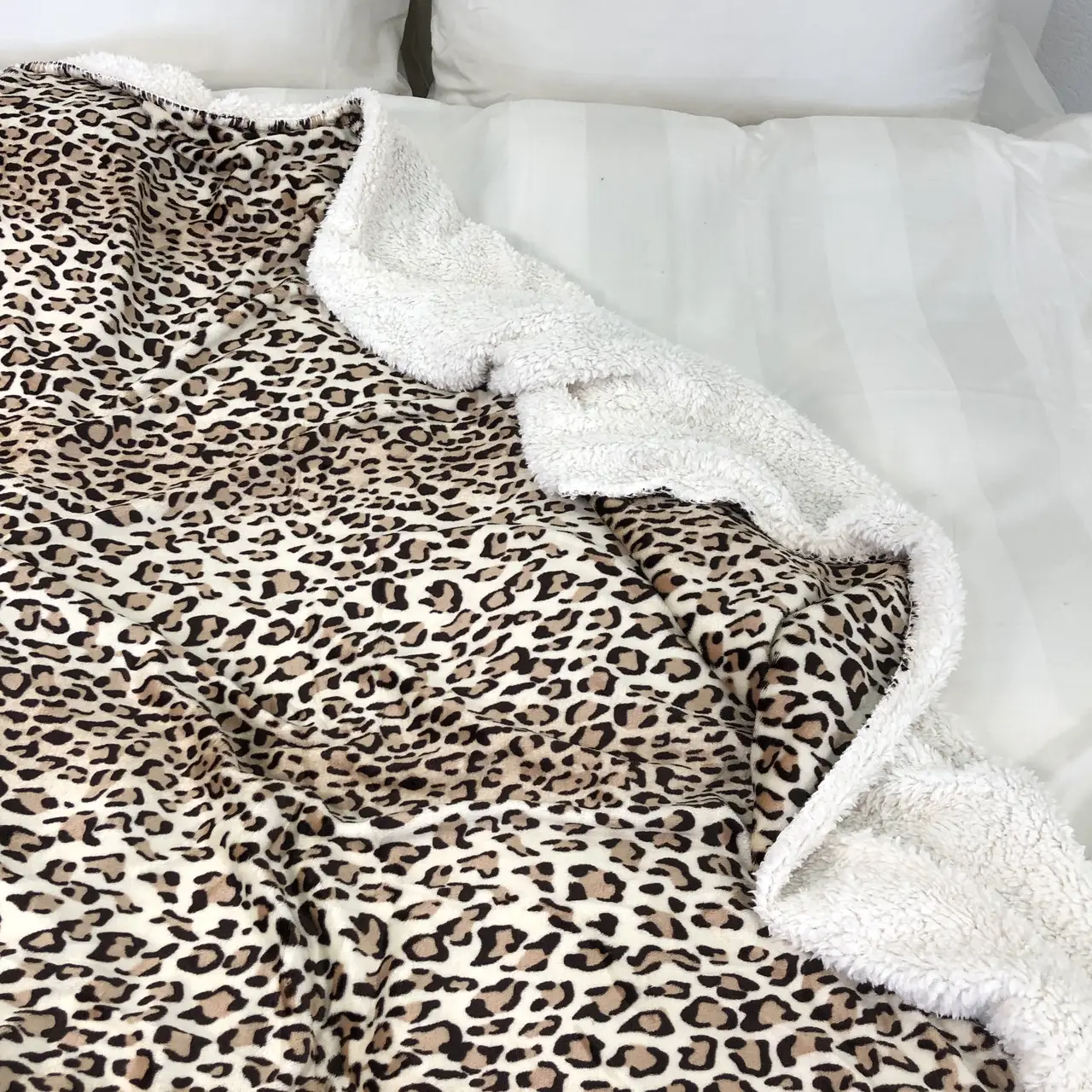 Плед покривало з овчинкою Vie Nouvelle 215×235 леопард