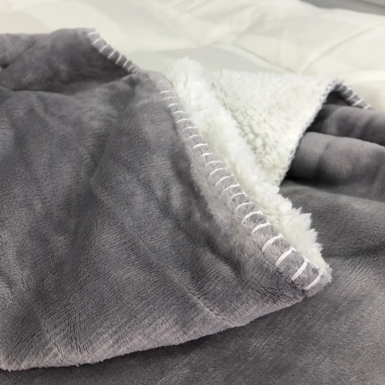 Плед покривало з овчинкою Vie Nouvelle 215×235 сірий