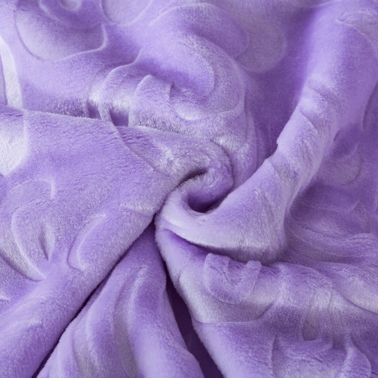 Плед велюровий з видавкою однотонний Vitas 200х240 лавандовий 3817